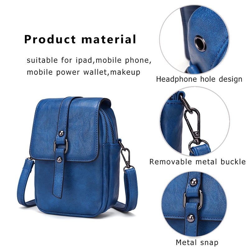 My Friday myfriday Vintage Crossbody Phone Bag for Women, Small PU Leather Shoulder Purse and Handbag with Tassel&Rivet Decoration - Image 4